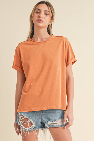 8314DN Mali Baby Tee Short Sleeve Top: Rose / Contemporary / M