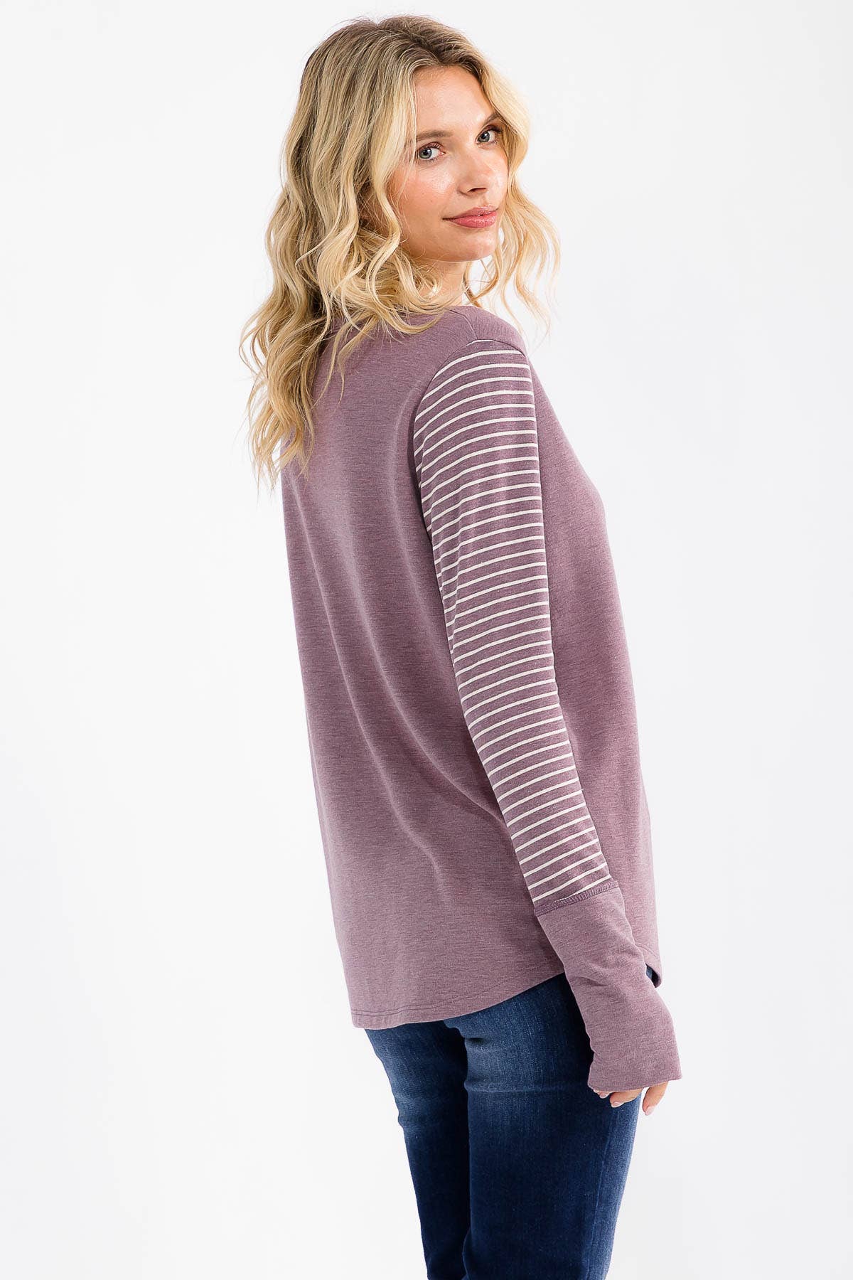 Mulberry Contrast Button Front Top