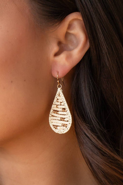 Ivory & Gold Beaded Earrings