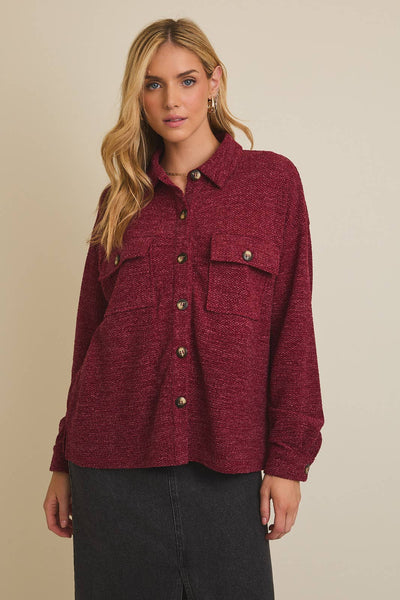 Burgundy Button Up Shacket