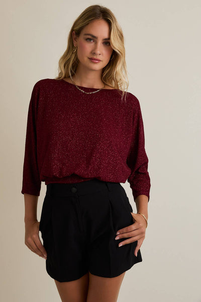 Burgundy Back Tie Top