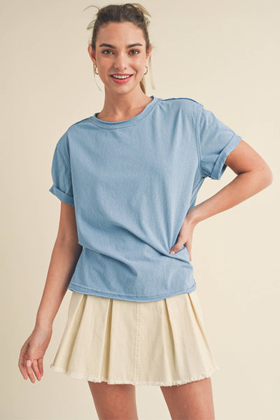 8314DN Mali Baby Tee Short Sleeve Top: Rose / Contemporary / M