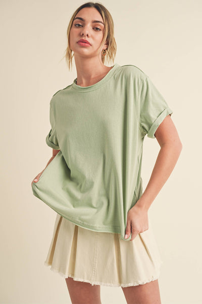 8314DN Mali Baby Tee Short Sleeve Top: Rose / Contemporary / M