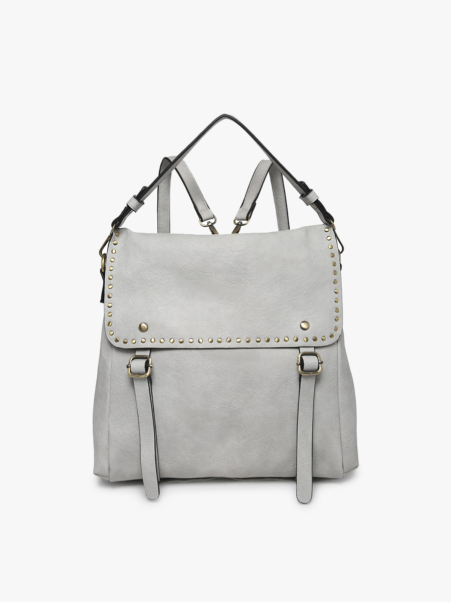 Dakota Studded Backpack- Light Grey