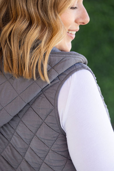 IN STOCK Heather Hooded Vest - Grey