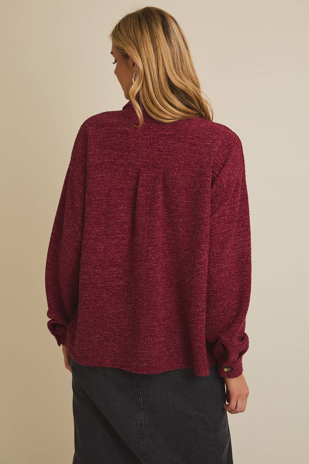 Burgundy Button Up Shacket