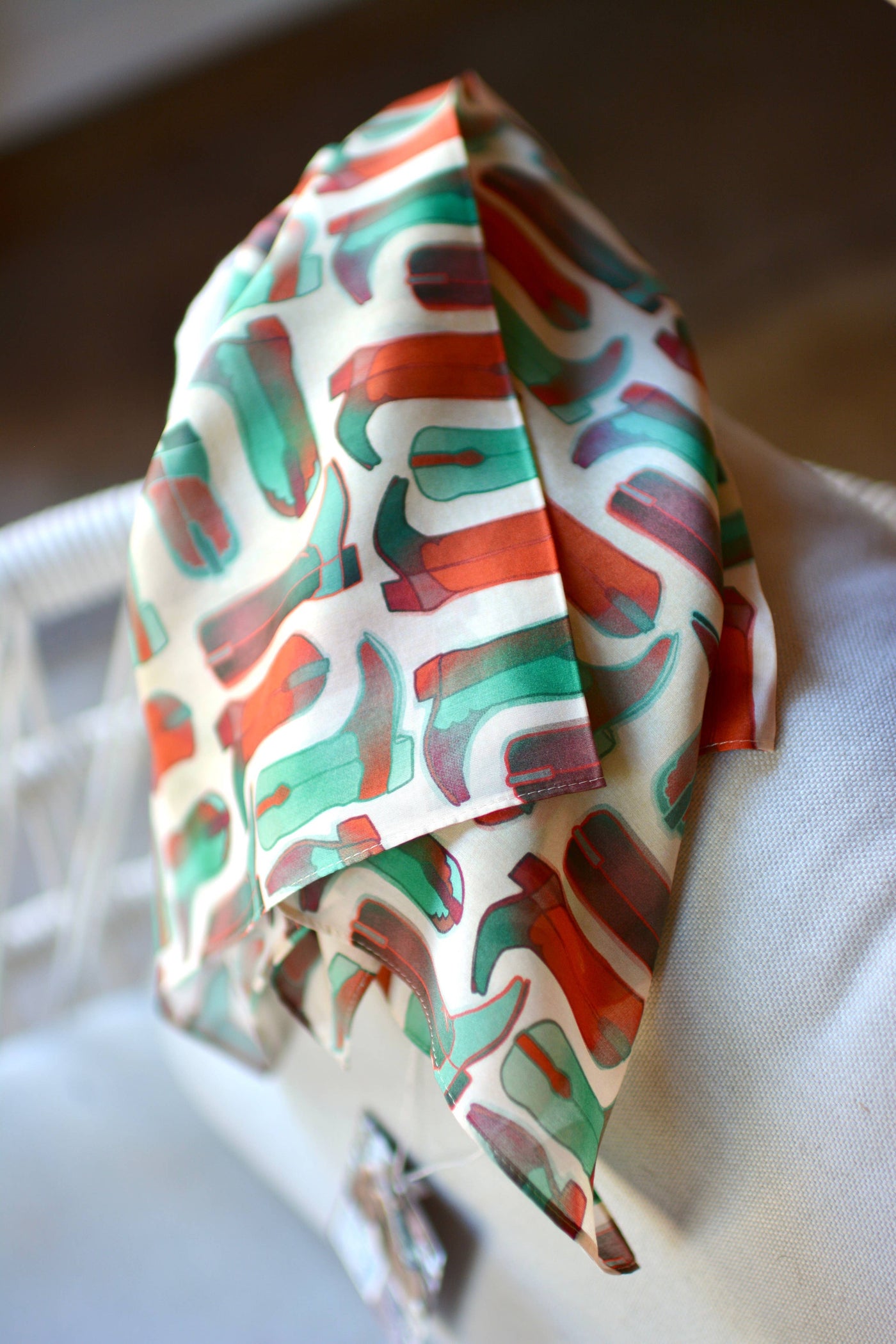 Cowboy Christmas Boots Holiday Silk Scarf Wild Rag - Christmas Scarf