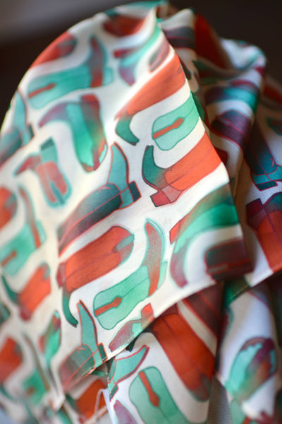 Cowboy Christmas Boots Holiday Silk Scarf Wild Rag - Christmas Scarf