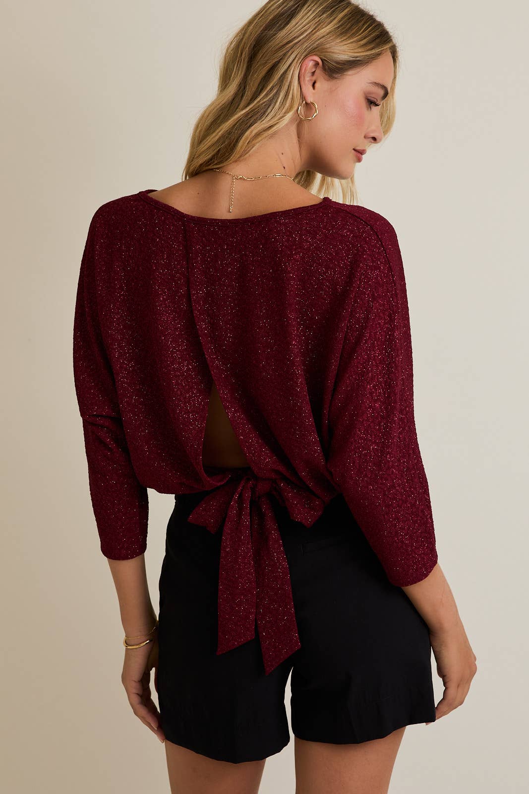Burgundy Back Tie Top