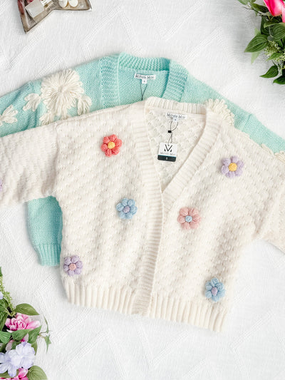 IN STOCK Mint and Tan Floral Cardigan