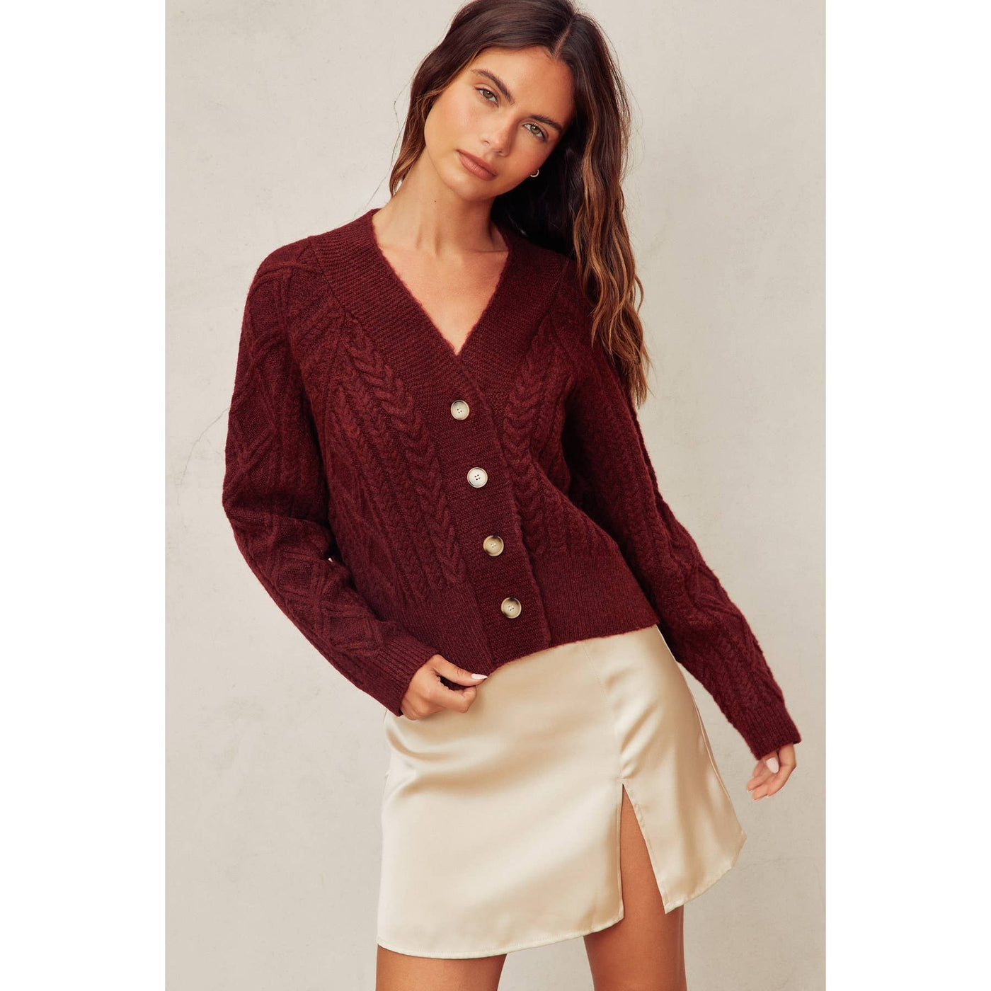 Mulberry Cable Knit Cardigan