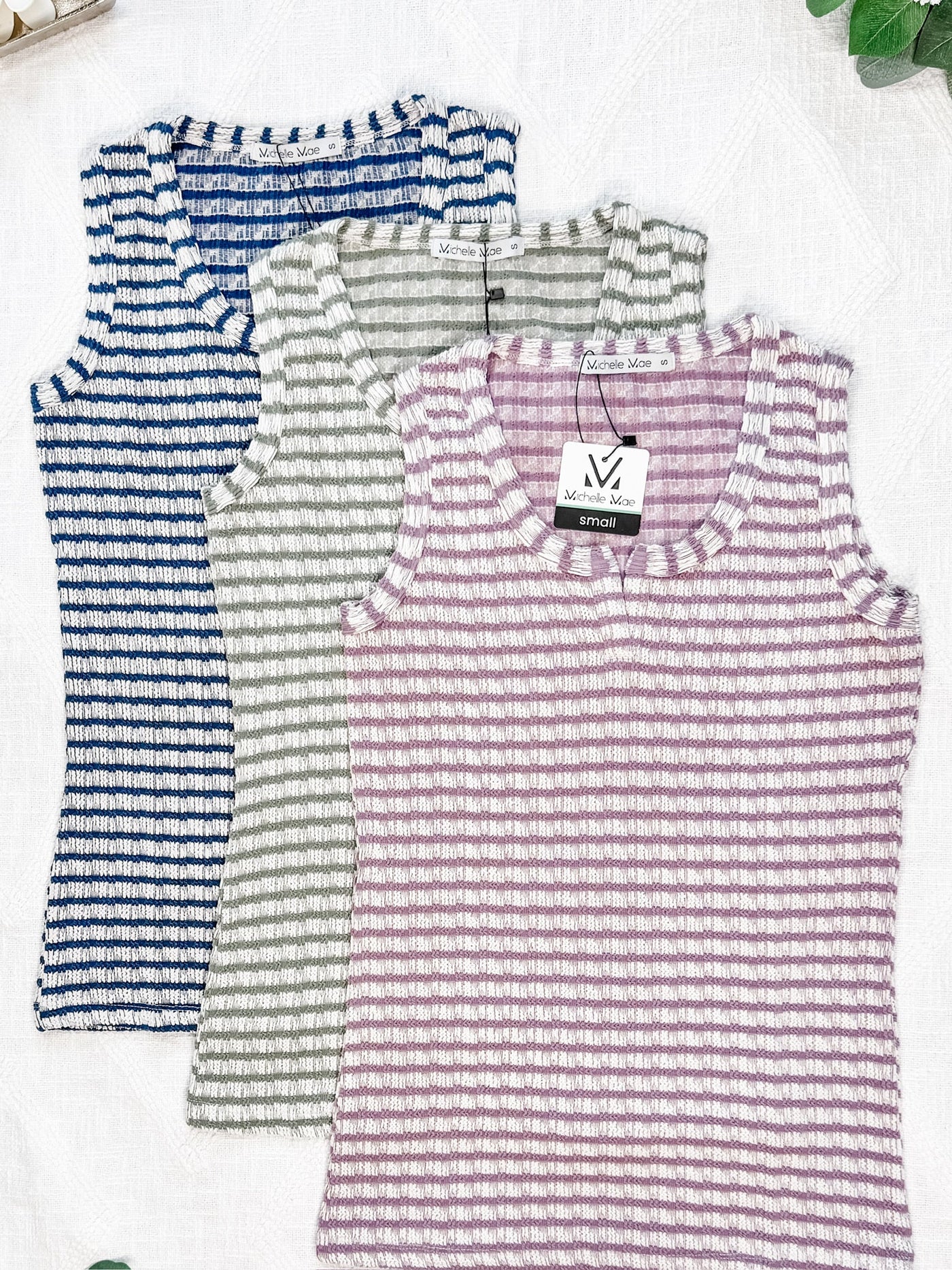 IN STOCK Stella Striped Tank - Mauve