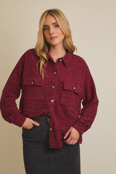 Burgundy Button Up Shacket