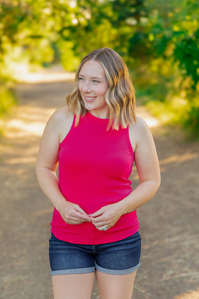 IN STOCK Tara Ribbed Tank - Hot Pink