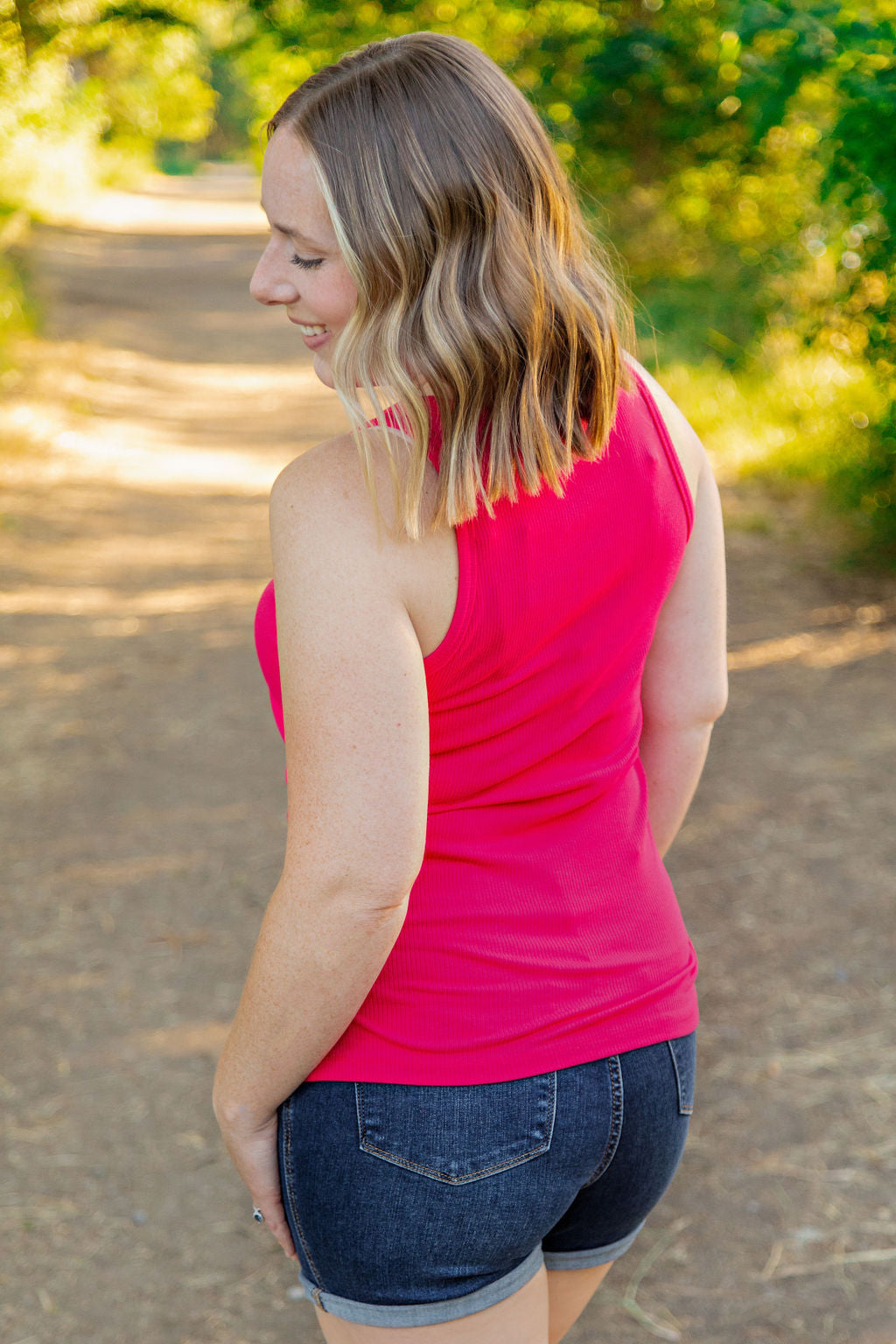 IN STOCK Tara Ribbed Tank - Hot Pink