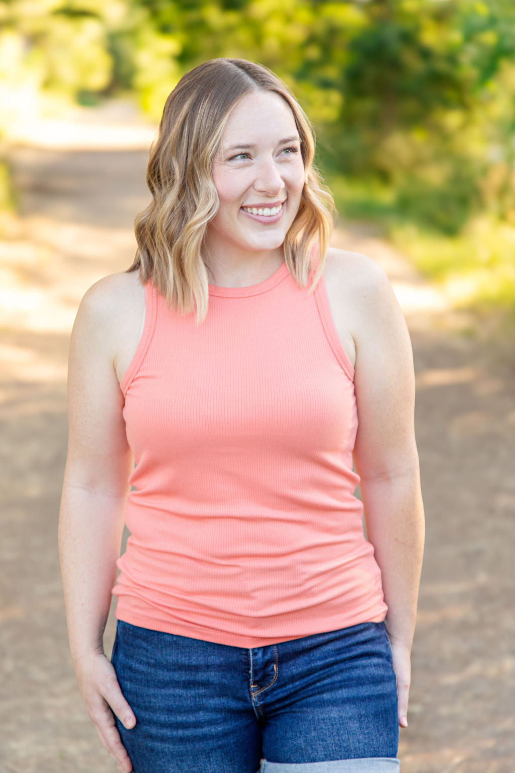 IN STOCK Tara Ribbed Tank - Coral