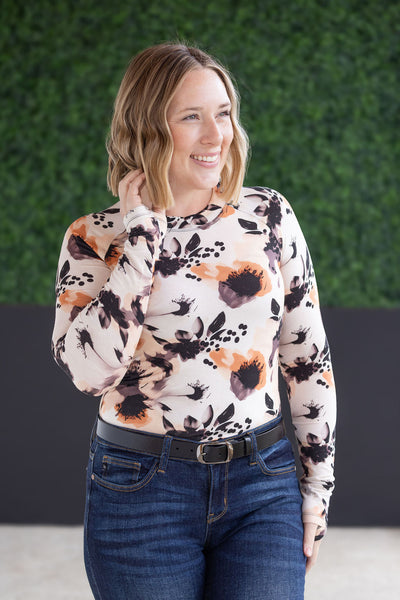 IN STOCK Blair Long Sleeve Top - Neutral Abstract