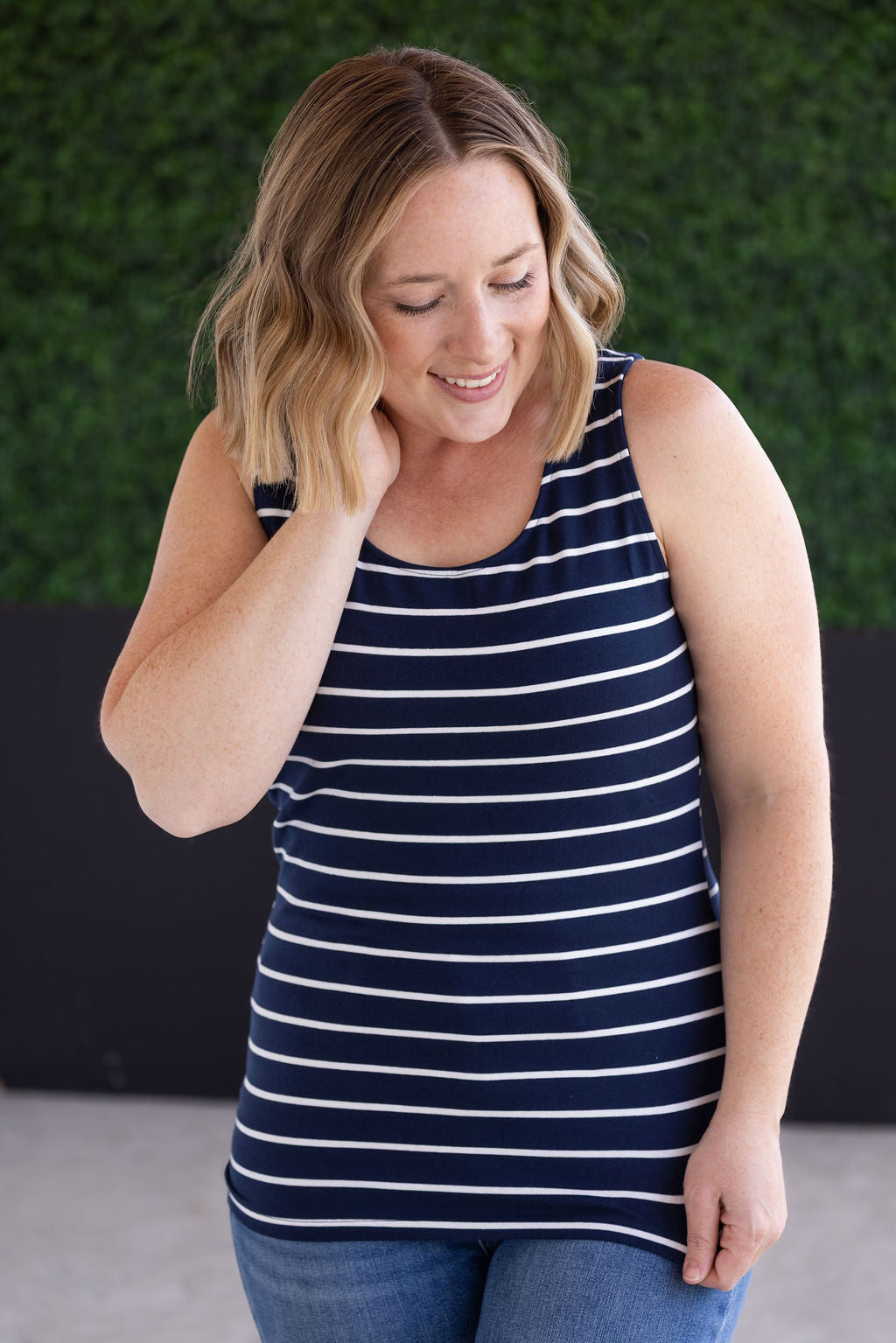 IN STOCK Tiffany Tank - Navy and White Stripes