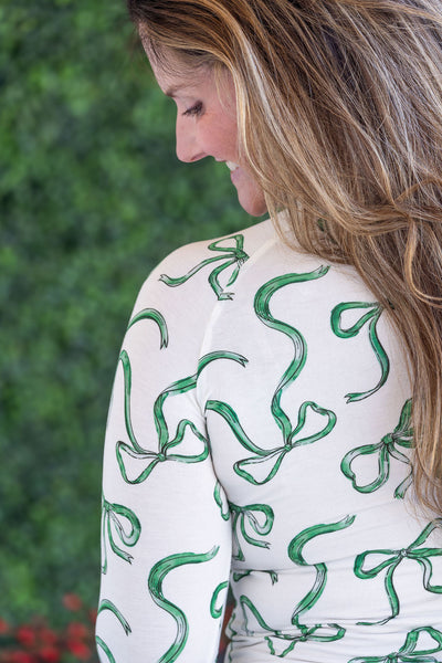 IN STOCK Blair Long Sleeve Top - Green Ribbons