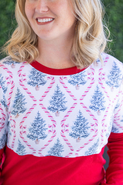 IN STOCK Natalie Pullover - Candy Cane Lane and Red
