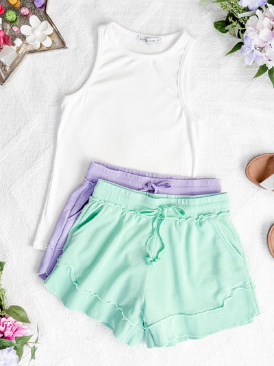 IN STOCK French Terry Stevie Shorts - Lavender