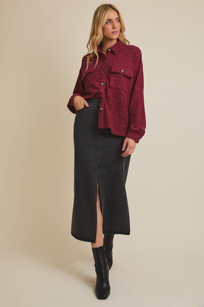 Burgundy Button Up Shacket