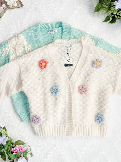 IN STOCK Mint and Tan Floral Cardigan