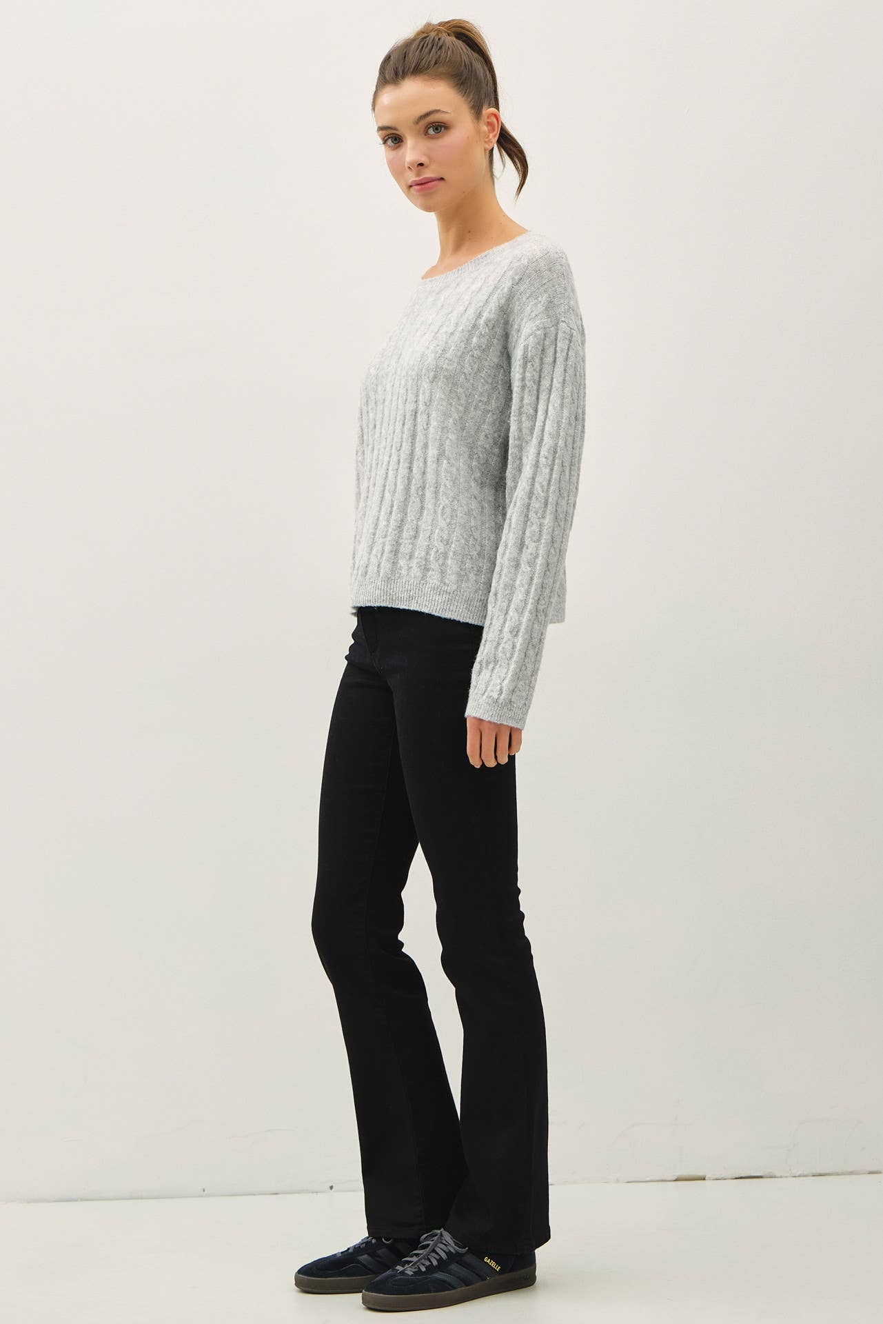 Grey Cable Knit Sweater