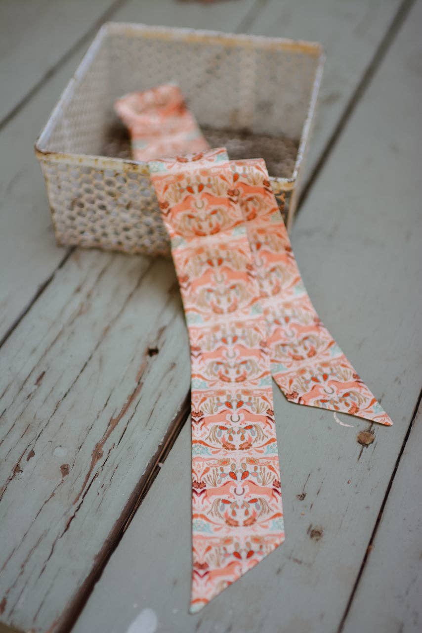 Prairie Days in Peach Western Silk Twilly - Christmas Gift