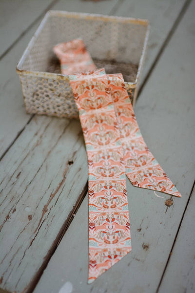 Prairie Days in Peach Western Silk Twilly - Christmas Gift