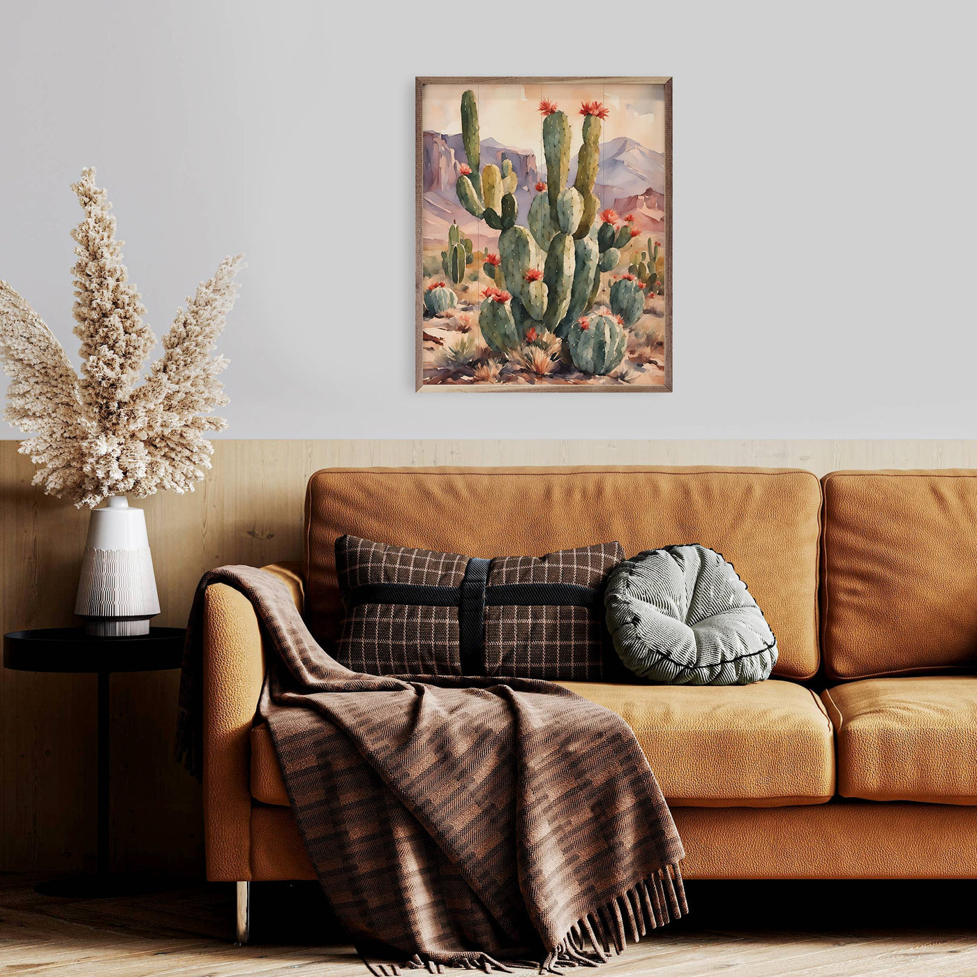 Cacti With Mountains: 32 x 40 x 1.5