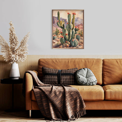 Cacti With Mountains: 32 x 40 x 1.5