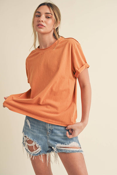 8314DN Mali Baby Tee Short Sleeve Top: Rose / Contemporary / M