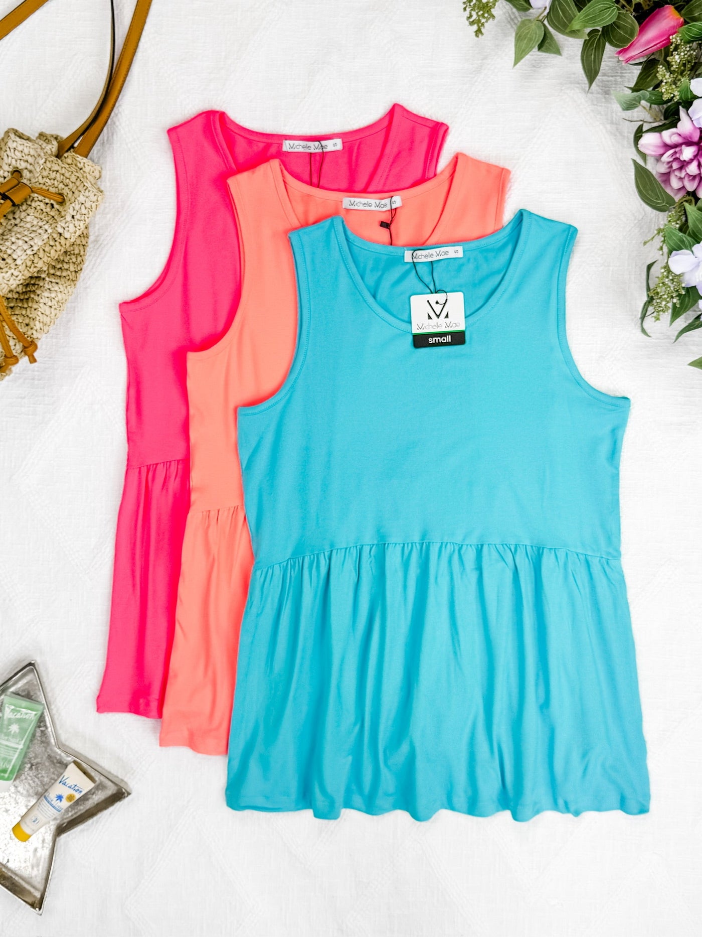 IN STOCK Renee Ruffle Tank - Neon Pink