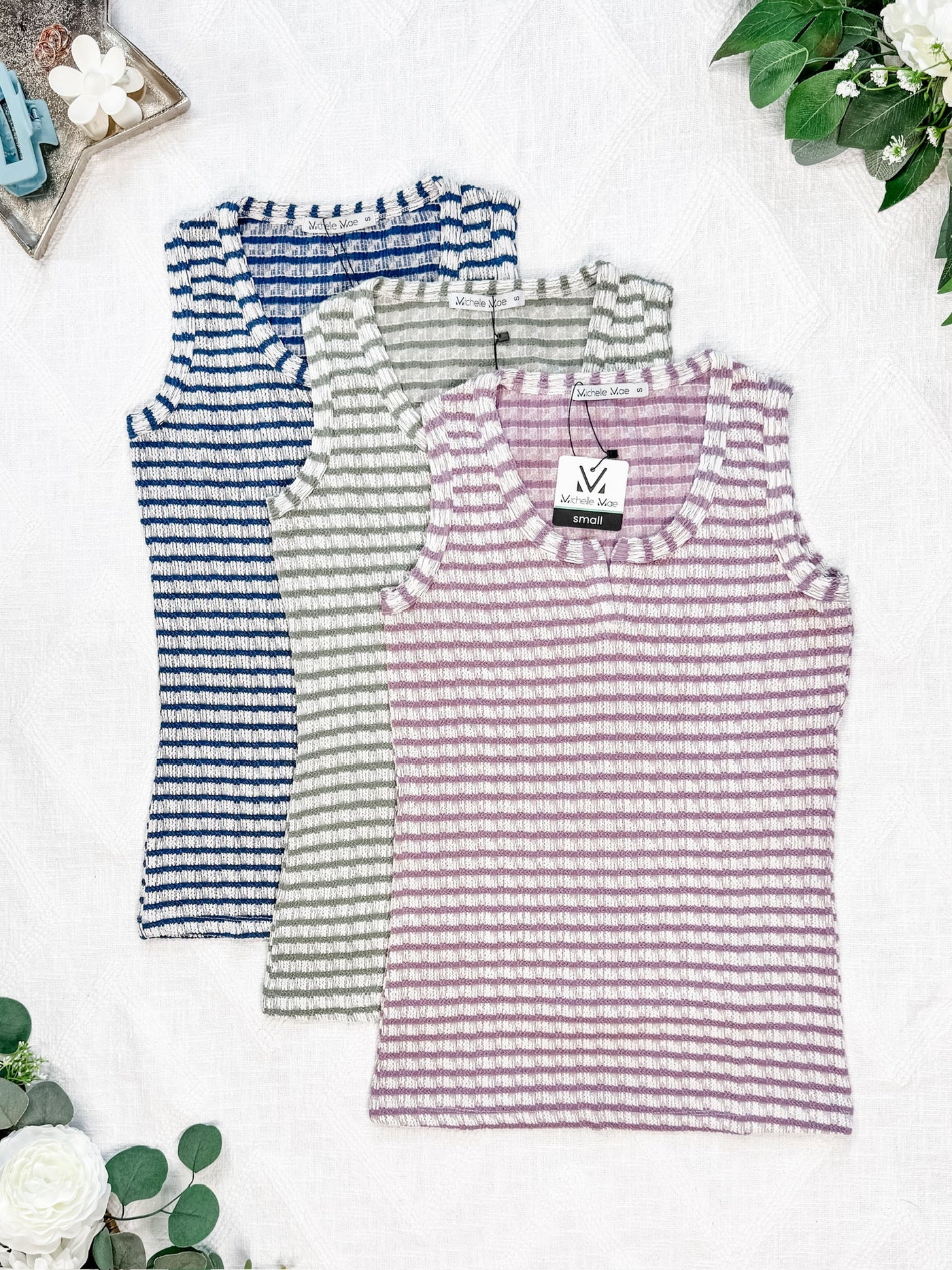 IN STOCK Stella Striped Tank - Mauve