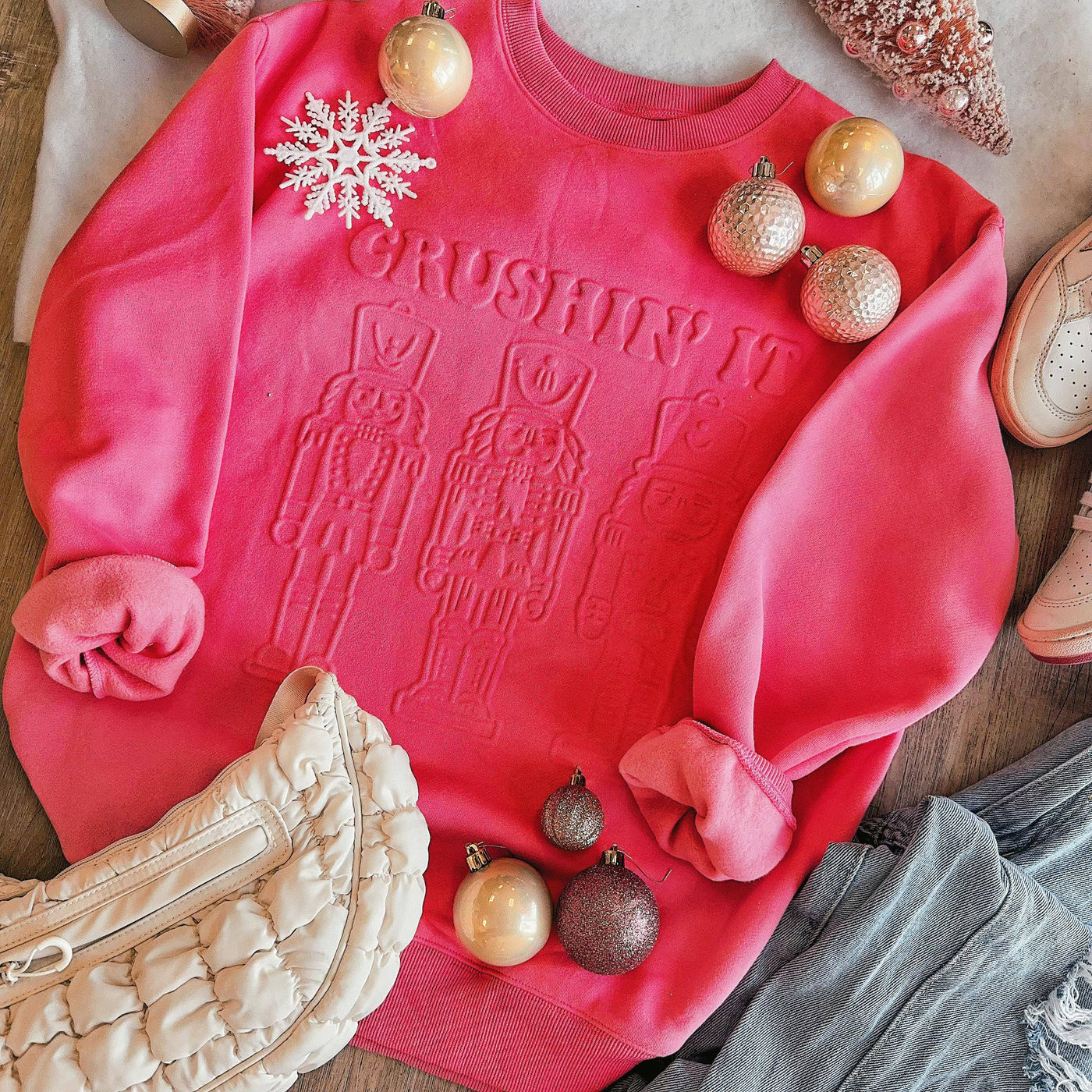 Crushin' It Nutcracker Embossed Sweatshirt