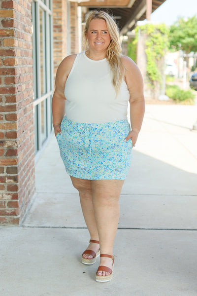 IN STOCK Sienna Skort - Aqua Micro Floral