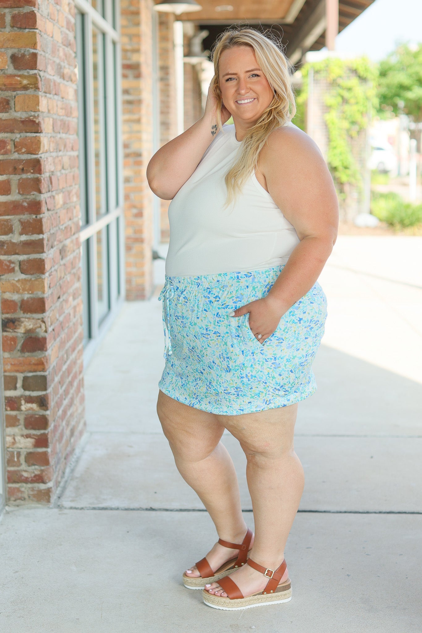 IN STOCK Sienna Skort - Aqua Micro Floral