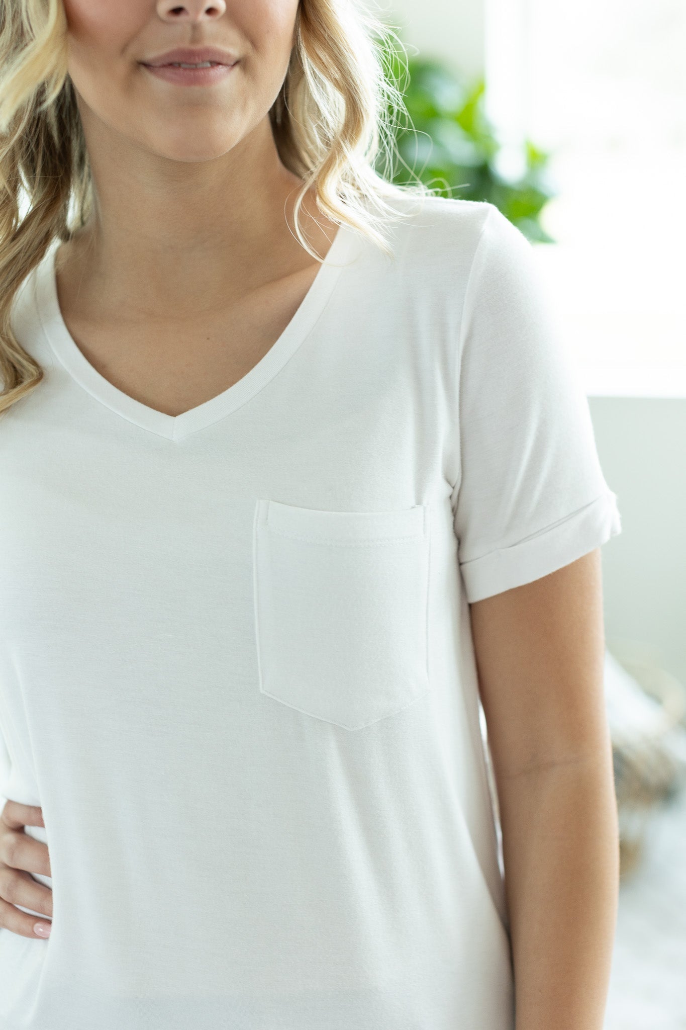 IN STOCK Sophie Pocket Tee - White | Women's Short Sleeve