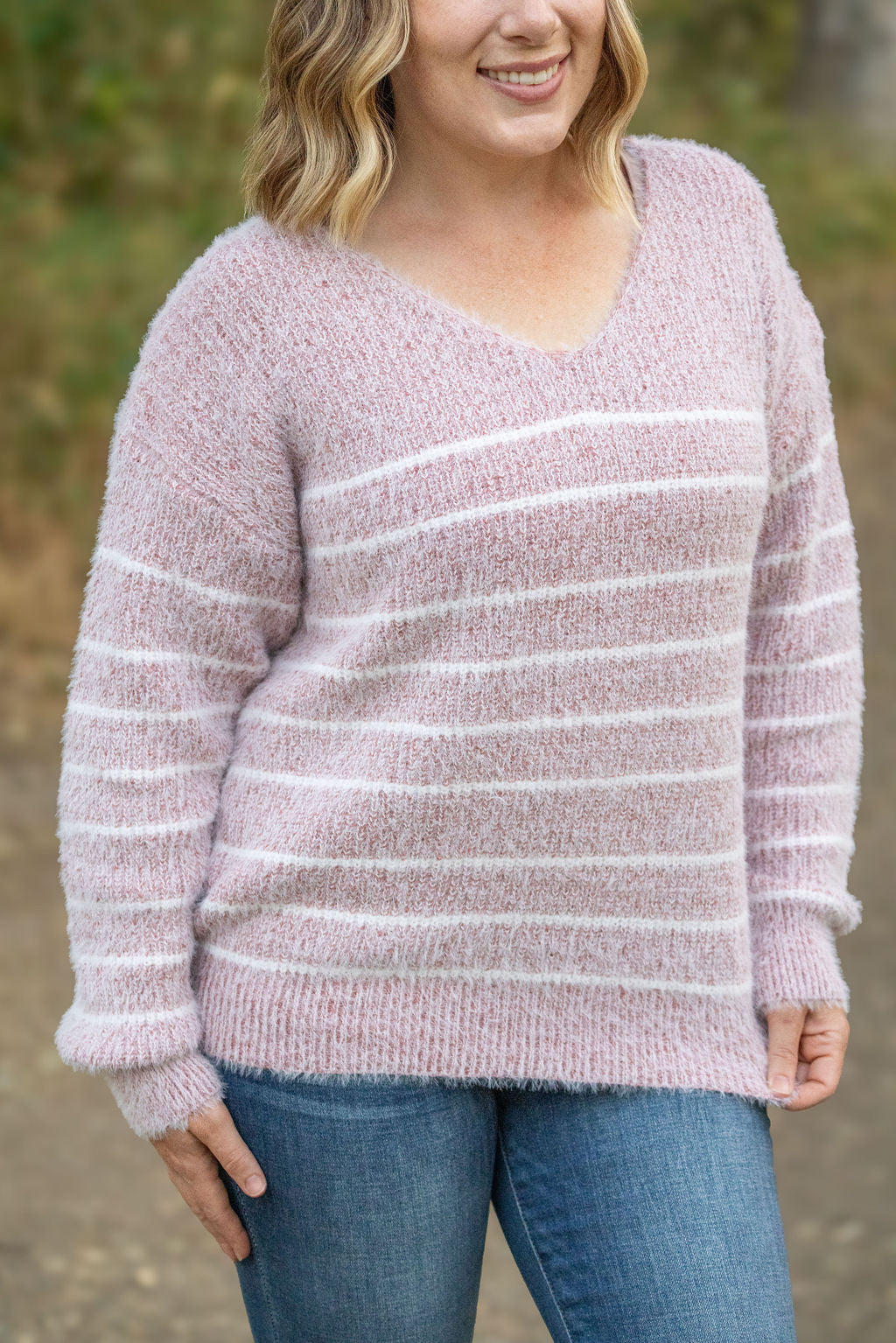 IN STOCK Cozy Striped Sweater - Mauve