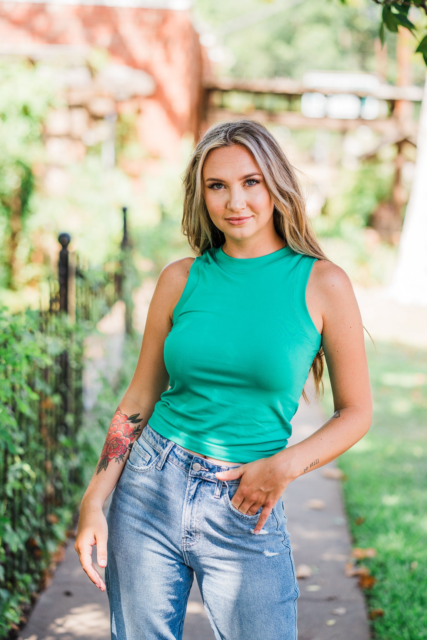 Kelly Green Smooth Thick Banded Tank