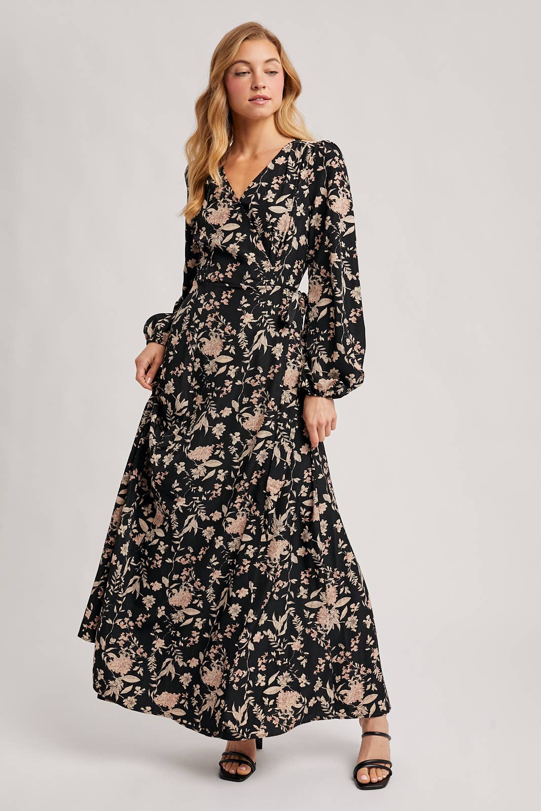 black floral wrap maxi dress Floral Print Wrap Maxi Dress- Black – Orchard Ave Boutique