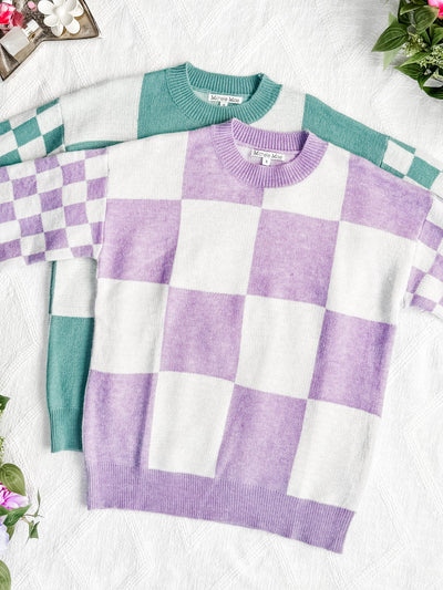 IN STOCK Checkered Pullover Sweater - Lavender