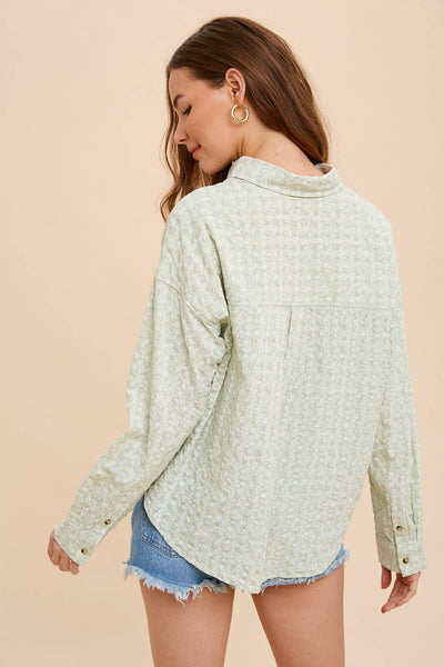Green Tea Paisley Button Down Shirt