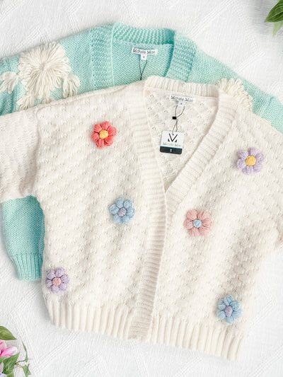 IN STOCK Mint and Tan Floral Cardigan