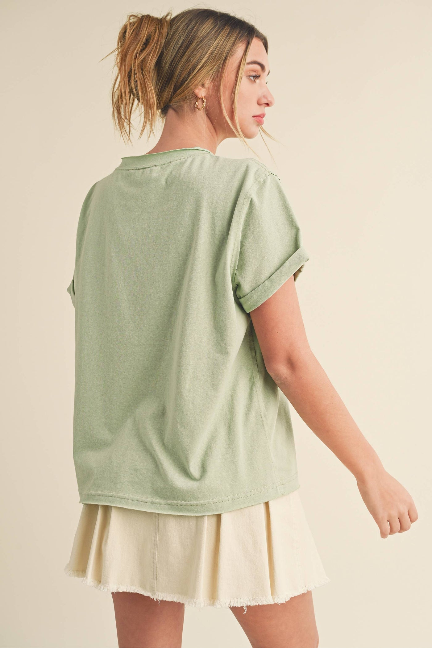 8314DN Mali Baby Tee Short Sleeve Top: Rose / Contemporary / M