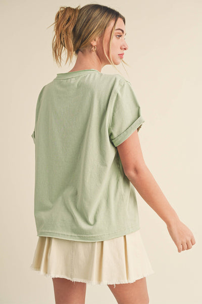 8314DN Mali Baby Tee Short Sleeve Top: Rose / Contemporary / M
