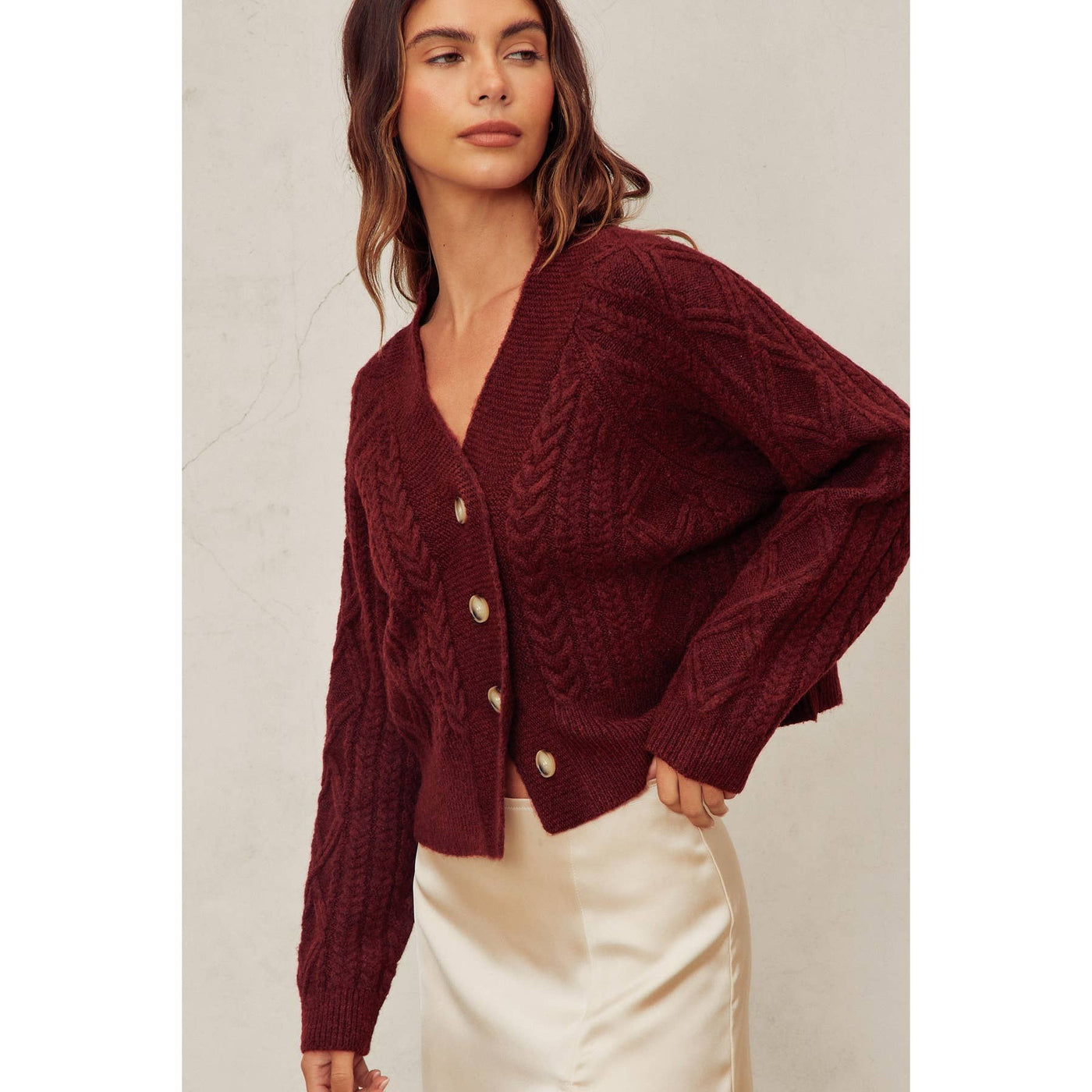 Mulberry Cable Knit Cardigan