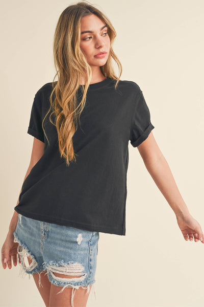 8314DN Mali Baby Tee Short Sleeve Top: Rose / Contemporary / M