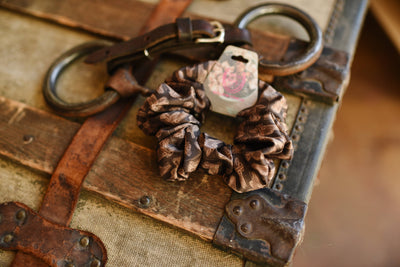 Western Saddle in Arena Brown Scrunchie Cowgirl Hair Accessory - Stocking Stuffer Gift